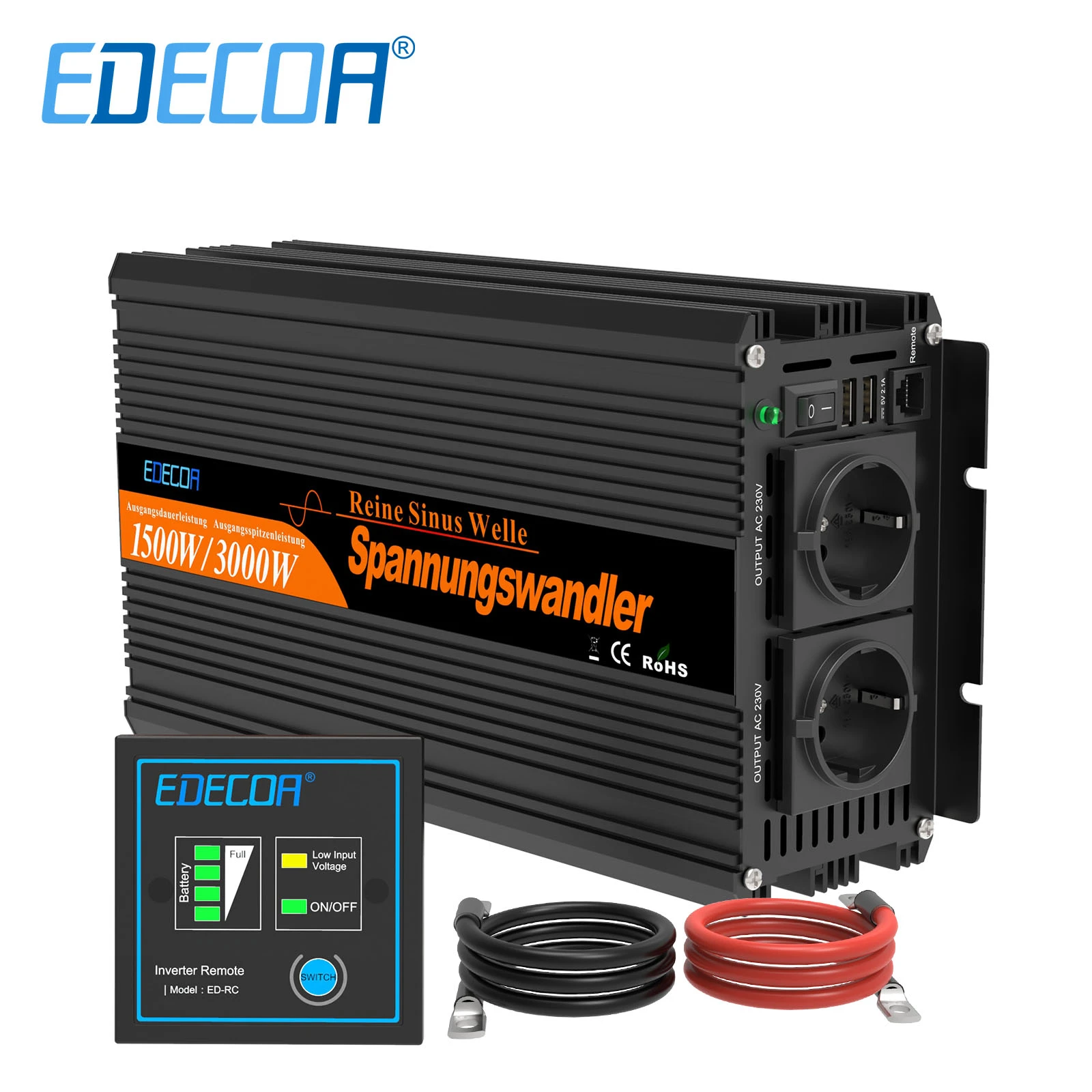 Écran LCD pure sine wave power inverter 1500 W DC 24 V à AC 220 V 230 V UK socket Écran LCD pure sine wave power inverter 1500 W DC 24 V à AC 220 V 230 V UK socket