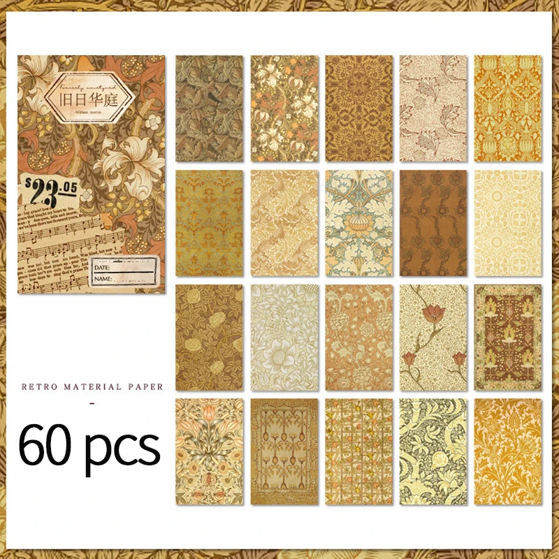 Vintage Literature and Art hand tent DIY decorative foundation paper hand made Scrapbooking Junk Journal Supplies 60pcs/boxed scrapbook paper