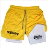 Summer Shorts for Men 2 in 1 Athletic Gym Workout Running Performance Shorts Print with Phone Pocket Quick Dry Breathable shorts 6