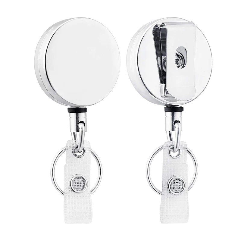Retractable Metal Keychain and Badge Holder with Recoil Clips
