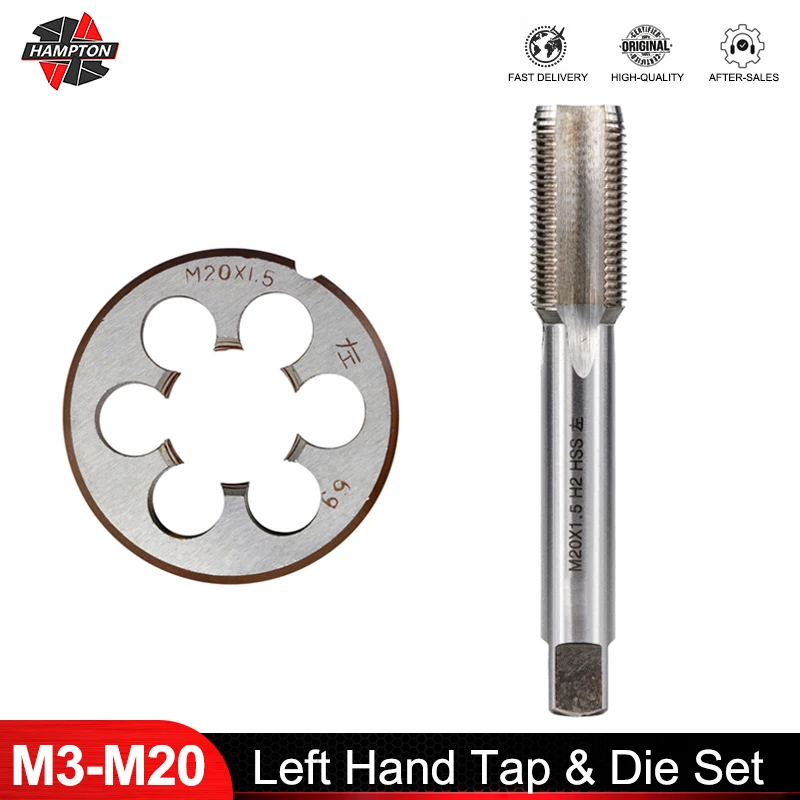 

Hampton 2pcs Left Hand Tap And Die Set M3-M20 HSS Metric Thread Tap For Metal Working Plug Tap Thread Die Screw Tap Drill Bit