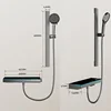 Luxury Smart Digital Display Shower Set Bathroom Wall Mounted Two Functions Piano Key Rainlfall Pressurized Shower Faucet Set 6