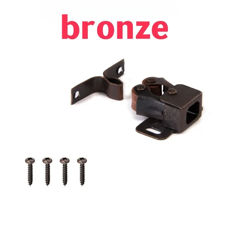 Furniture Antique Door Stoppers Copper Cupboard Cabinet Door Roller Latch Double Catches With Striker and Screws door latch,cabinet latch