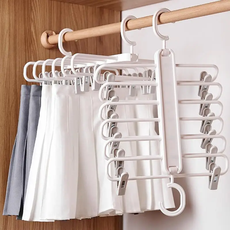 

Multilayer Clothes Hangers Collapsible Pants Rack Hanger Clothes Storage Rack Magic Space Saving Scarf Organizer For Trouser