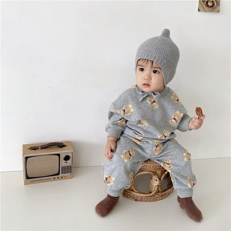 Baby Boys Sports Bear Hoodie Set Casual Clothing