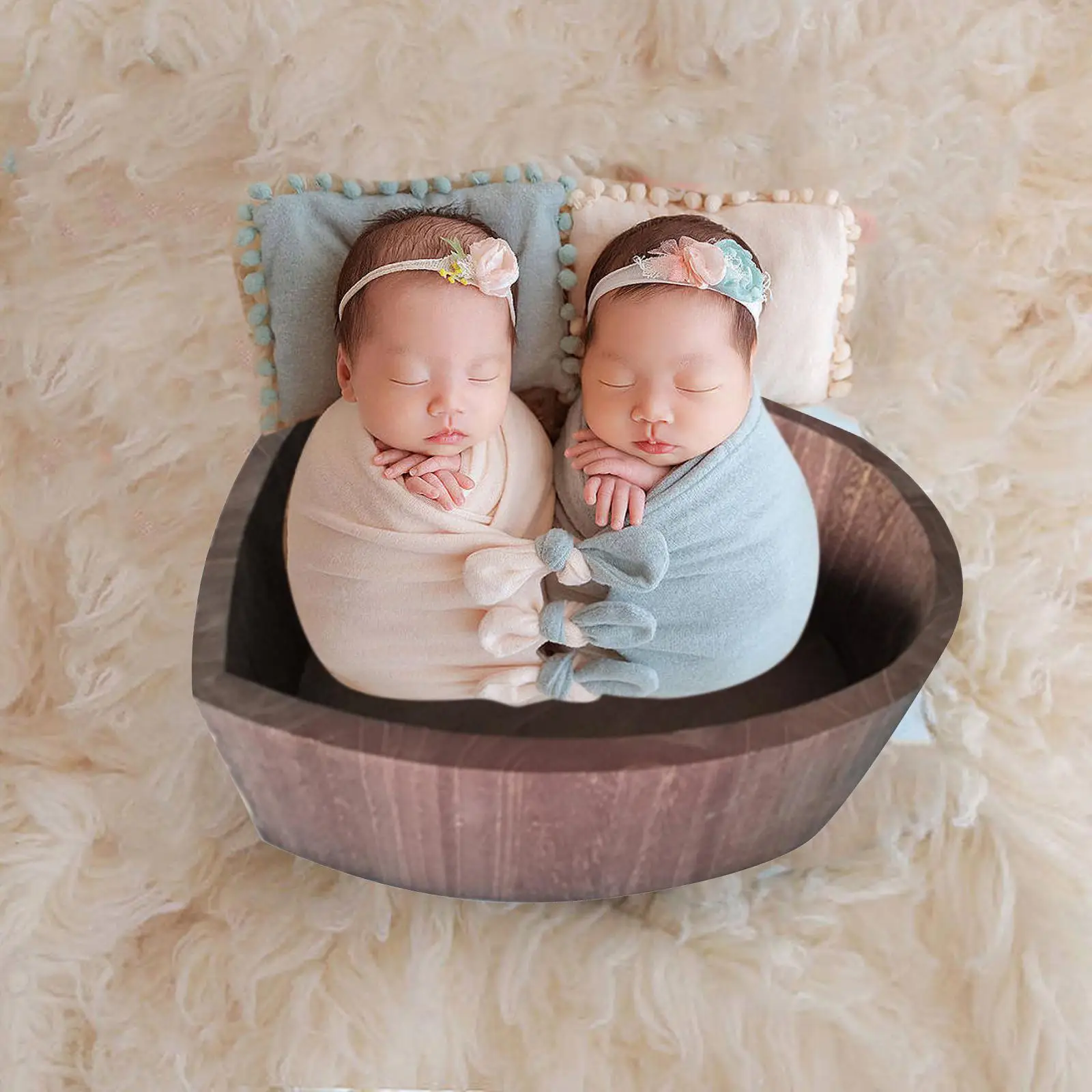 Newborn Infants Photography Props Wooden Bathtub Heart Shape Accessories Cute Measuring 15x15x6inch Durable Container Baby Cot