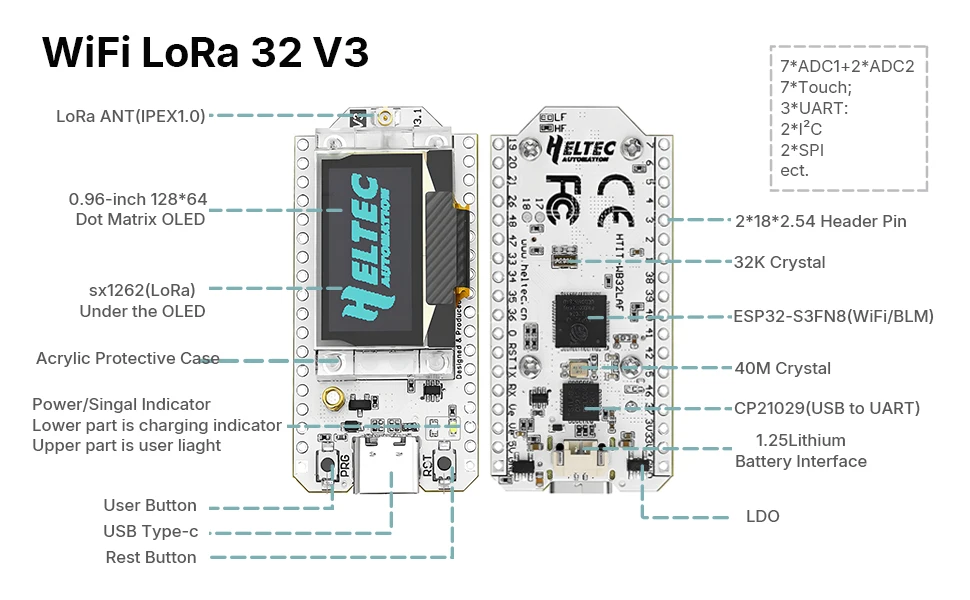 New Heltec WiFi LoRa 32 V3 868MHz Development Board Kit Meshtastic ESP32 SX1262