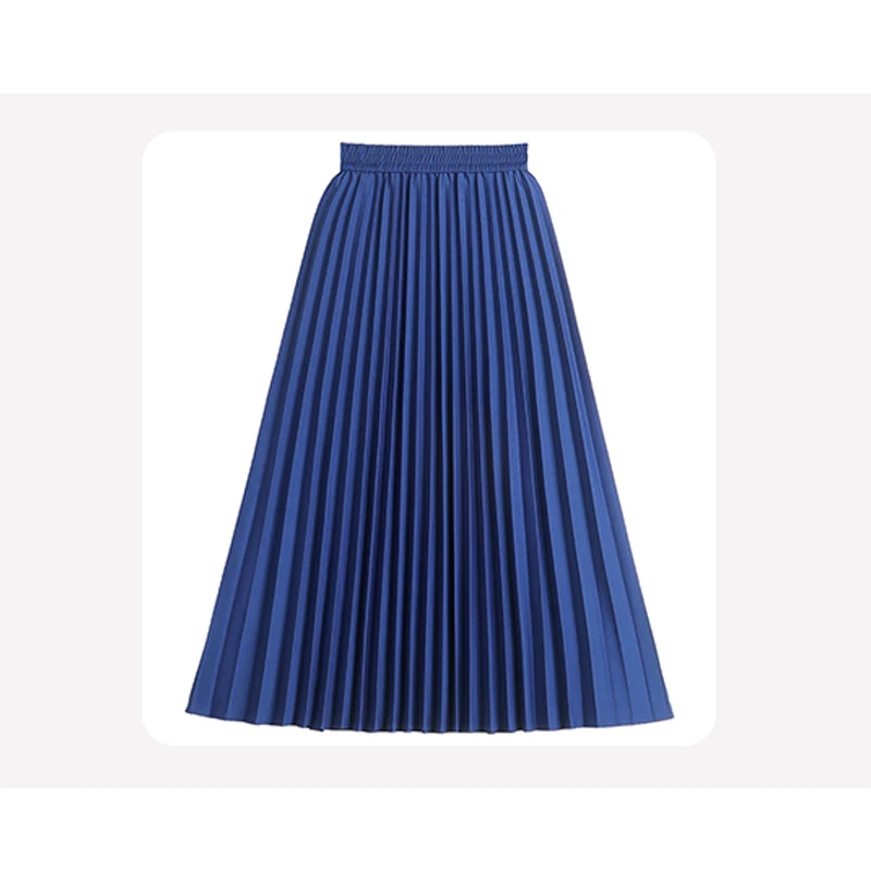 white pleated skirt Solid Color Large-swing Pleated Skirt Women's 2022 Spring New Elastic Waist Multi-color Elegant and Thin Mid-length A-line Skirt pencil skirt Skirts