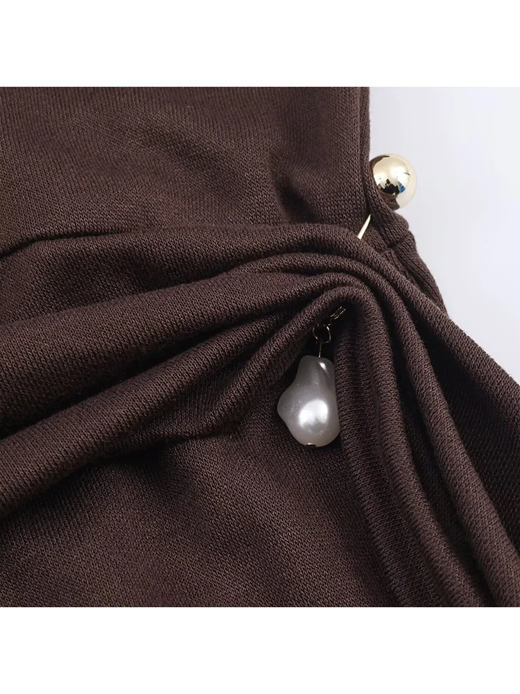 Women Long Sleeve Dresses Fashion Solid Elegant Slash Neck Slimming Midi Dress Spring New Folds Design Female Long Dress