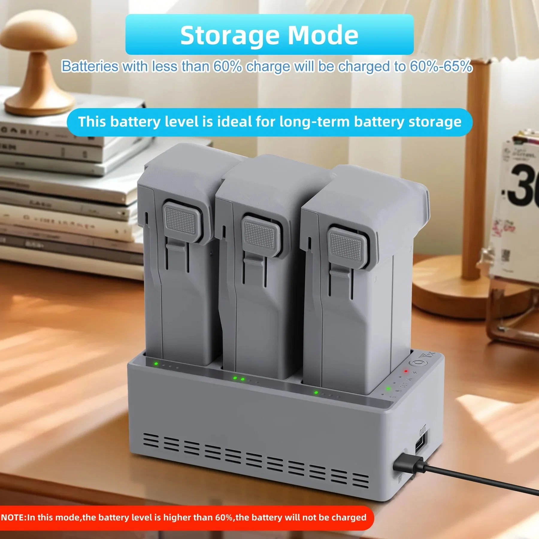 Chargeur Intelligent 3 Voies pour DJI Mini 5/4/3 Pro - Hub de Charge Rapide