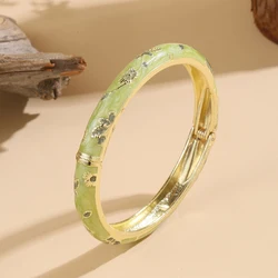 Vintage Floral Cloisonne Bracelet - Elegant Ethnic Style Jewelry Gift (Green)