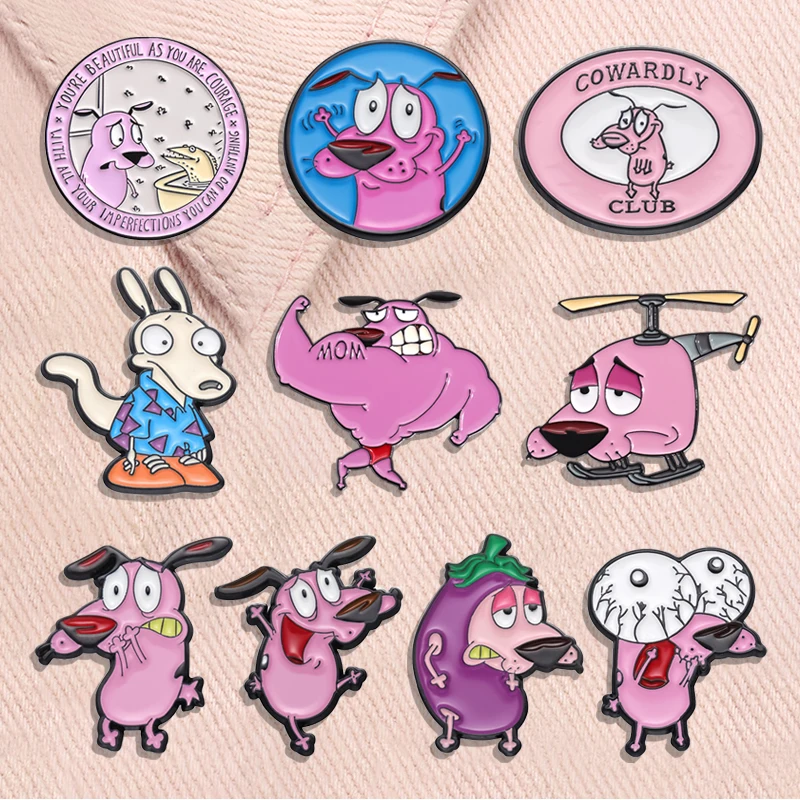 Anime Character Enamel Pins 5-11pcs/set Fantasy Animation Pink Dog Turbo Granny Cat Animal Brooches Lapel Badge Jewelry Gifts