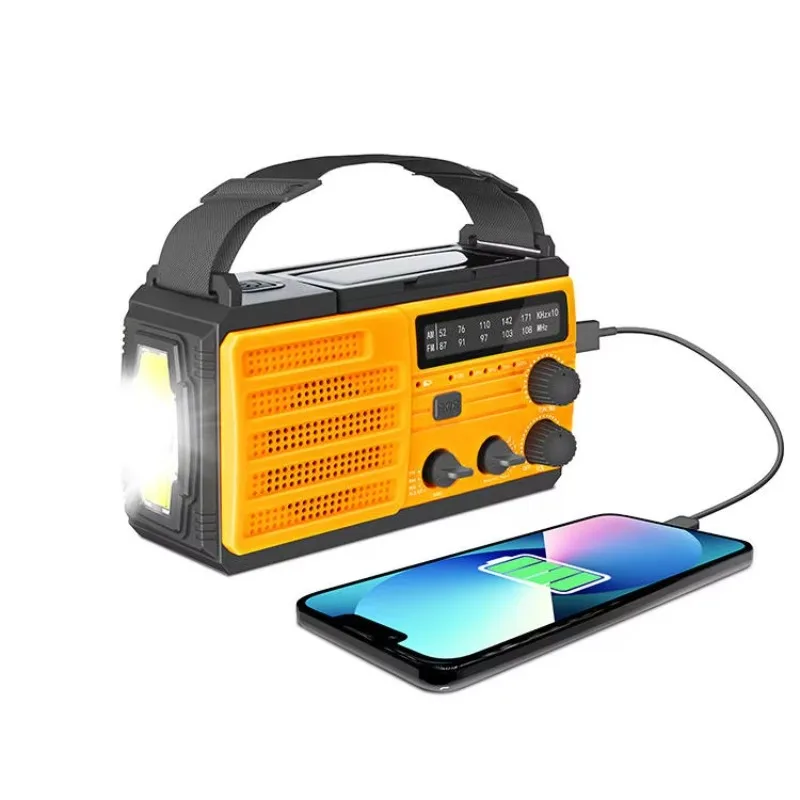 신뢰할 수 있는 8000mAh 야외 비상용 태양광 핸드 크랭크 라디오 AM FM 내장 충전 케이블 생존용 충전식 플라스틱 손전등