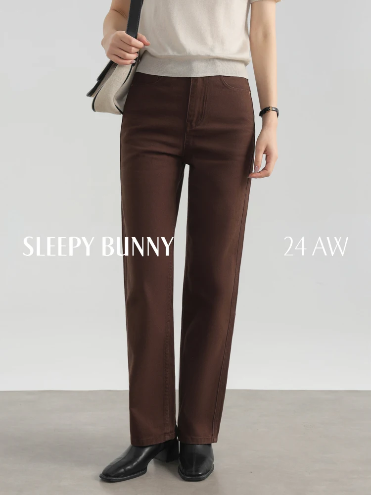 Brown Vintage Straight Leg Jeans for Women Spring & Fall – High Waist ...