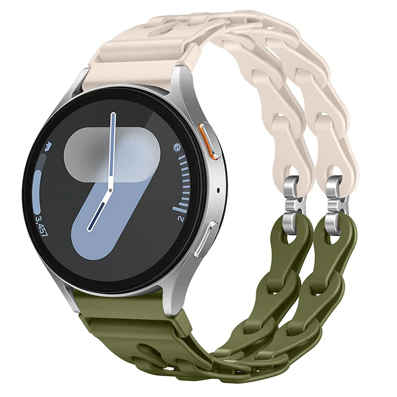 Silicone Chain Strap - 20mm/22mm Versatile Smartwatch Bracelet