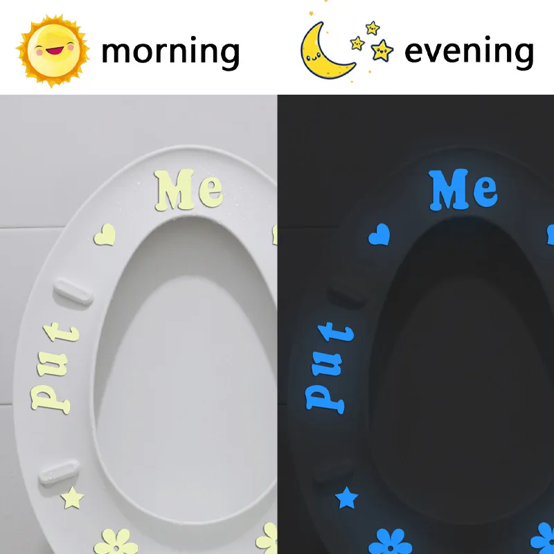 Easy-Apply Luminous Toilet Lid Sticker Put Me Down Decal Fun Slogan Glossy Self-Adhesive Bathroom Decal Наклейки На Унитаз