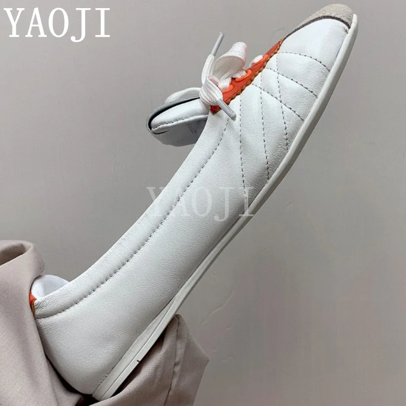 

Summer New Casual Flat Shoes Women Fashion Loafers Shoes Lace Up Slip-on Flat Shoes Multicolour Real Leather Walk Flat Shoes