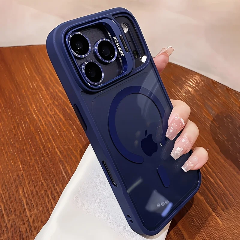 Luxury Magnetic Attraction Bracket Case with Lens Holder and Enhanced Protection – Clear Cover