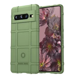 Military Grade Shockproof Rugged Silicone Bumper Phone Case - Anti - Drop Armor Protection Cover - Pixel 7A (Green)