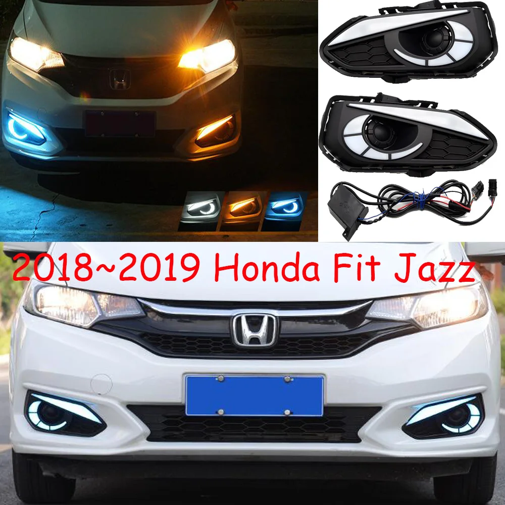 

2PCS LED DRL Fit jazz Daytime Running Light Fog lamp Cover For Honda Jazz Fit 2018 2019y taillamp for Honda fit jazz headlamp
