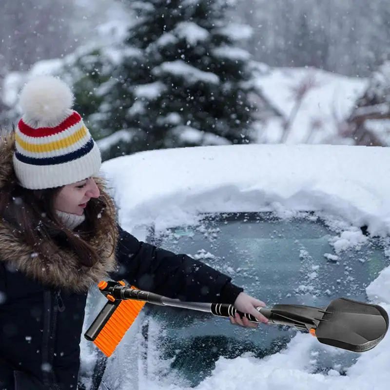 4 In 1 Multifunction Extensible Rotatable Auto Car SUV Truck Windshield Snow Ice Removal Scraper Crusher Brush Shovel