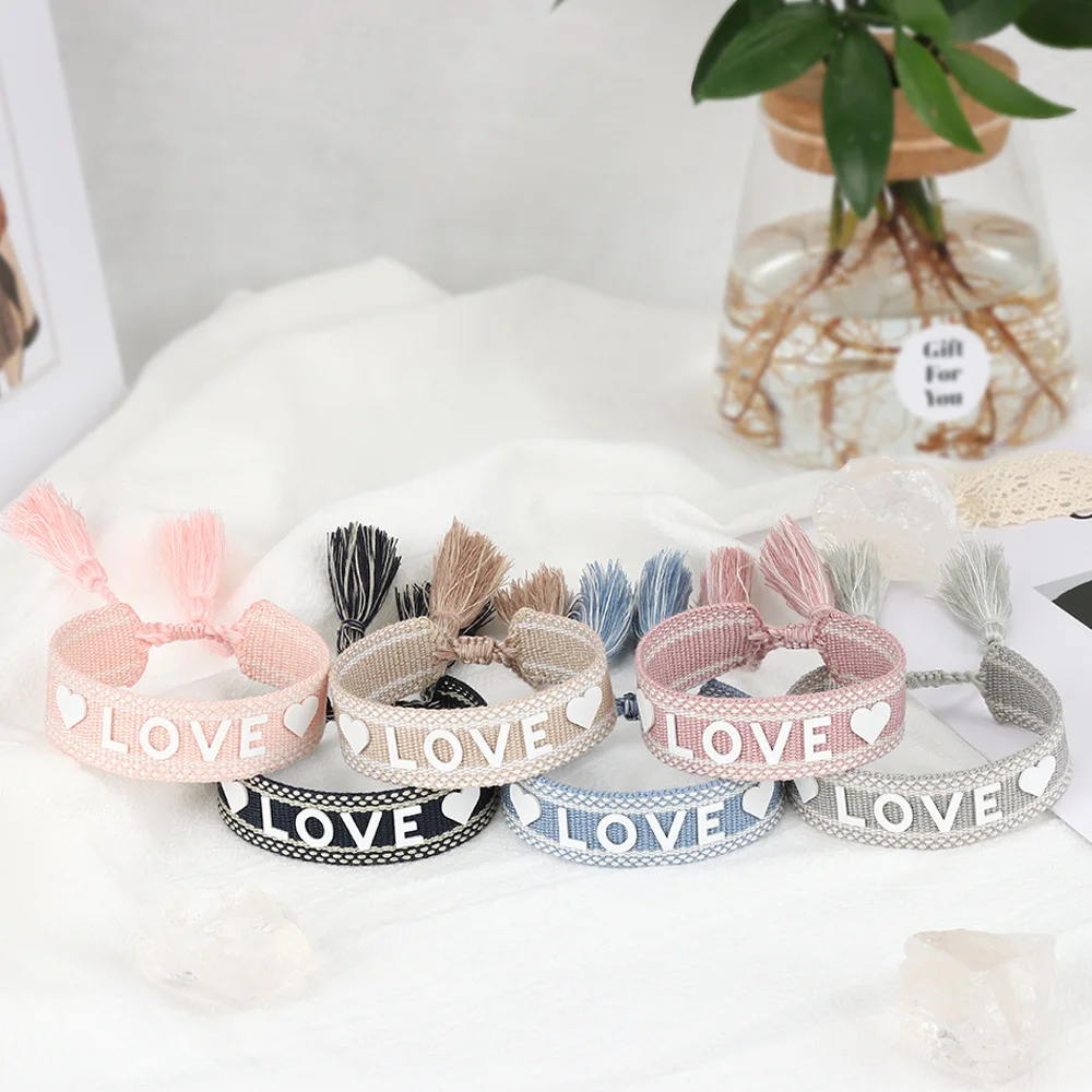 Europe and the United States silicone letters woven bracelet female fashion gift handmade tassel braided bracelet rope