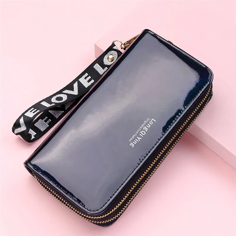 Double Zipper Women's Long Wallet Female Laser Soft PU Leather Coin Clutch Bag Large Capacity Business Card Holder New Arrival 4