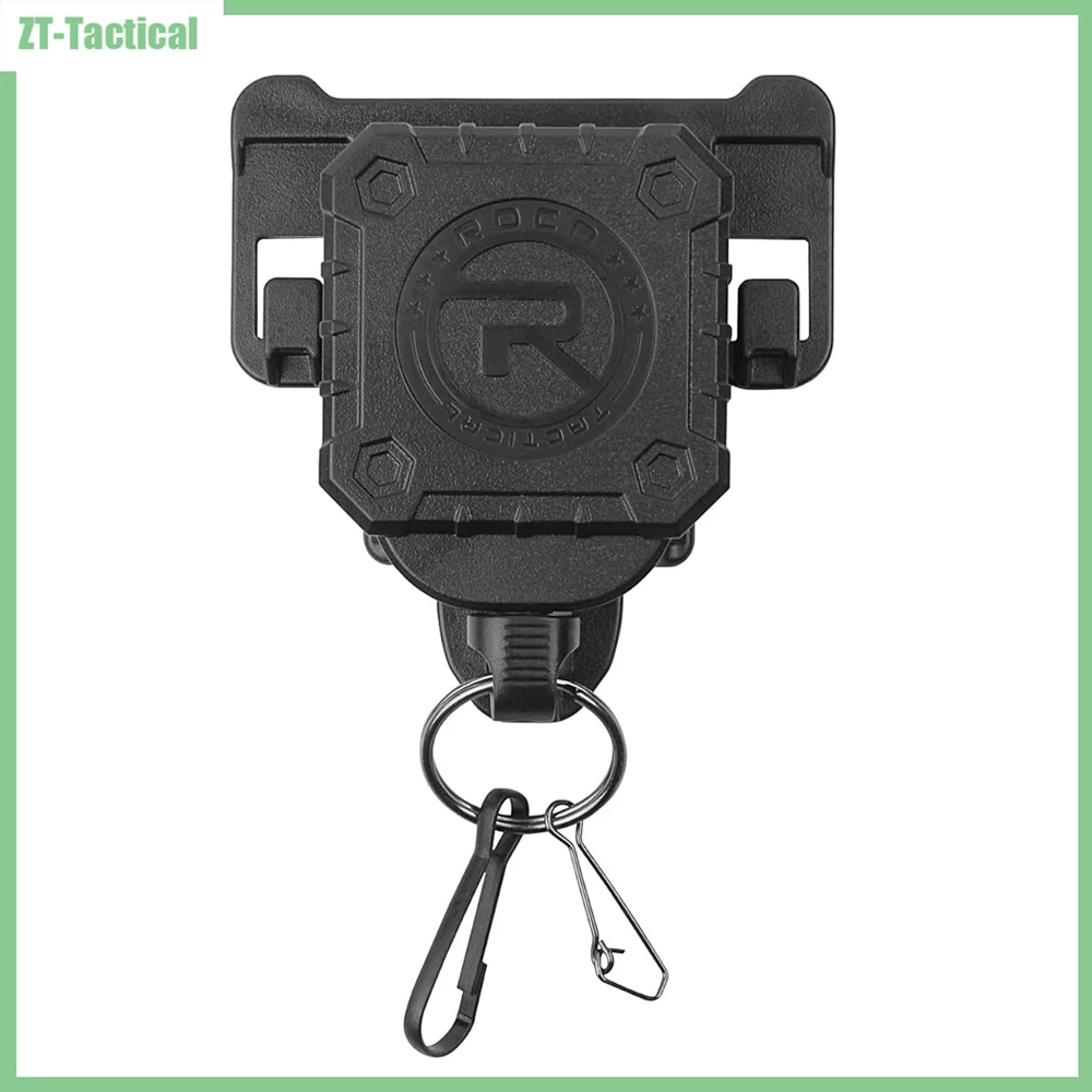 Military Tactical Gear Retractor, Molle Tactical Gear Tether, Retractable Key/Multi-Tools Holder Belt Loop and Molle Clip Includ