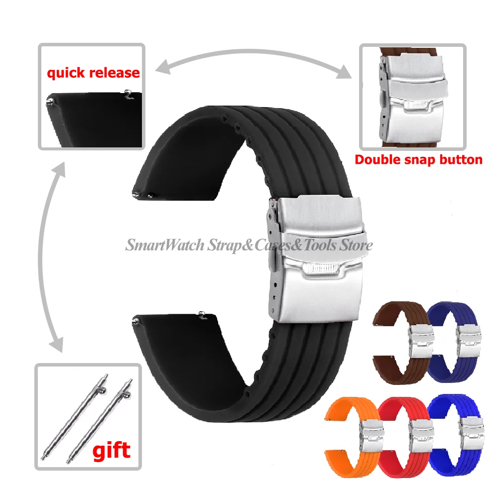 Inexpensive Stylish Rubber 22 mm Wristwatch Band OT1030-11N_K0026819