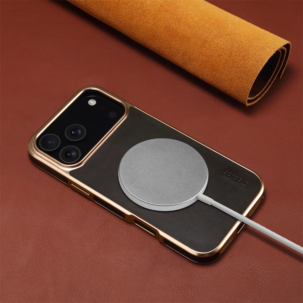 Exquisite Oil Wax Leather Phone Case with Plating and Shockproof Protection