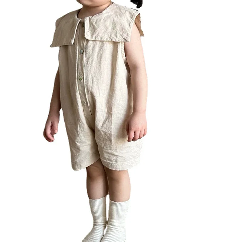 Baby Rompers Sleeveless Short Jumpsuits Cotton Toddler Boy Girl
