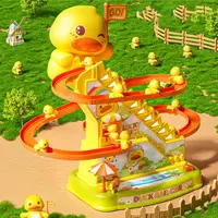 Duck Climbing Stairs Toy Electric Duck Track Slide Toys Flashing Lights and Music Duck Roller Coaster Toy for Kids Birthday Gift 1