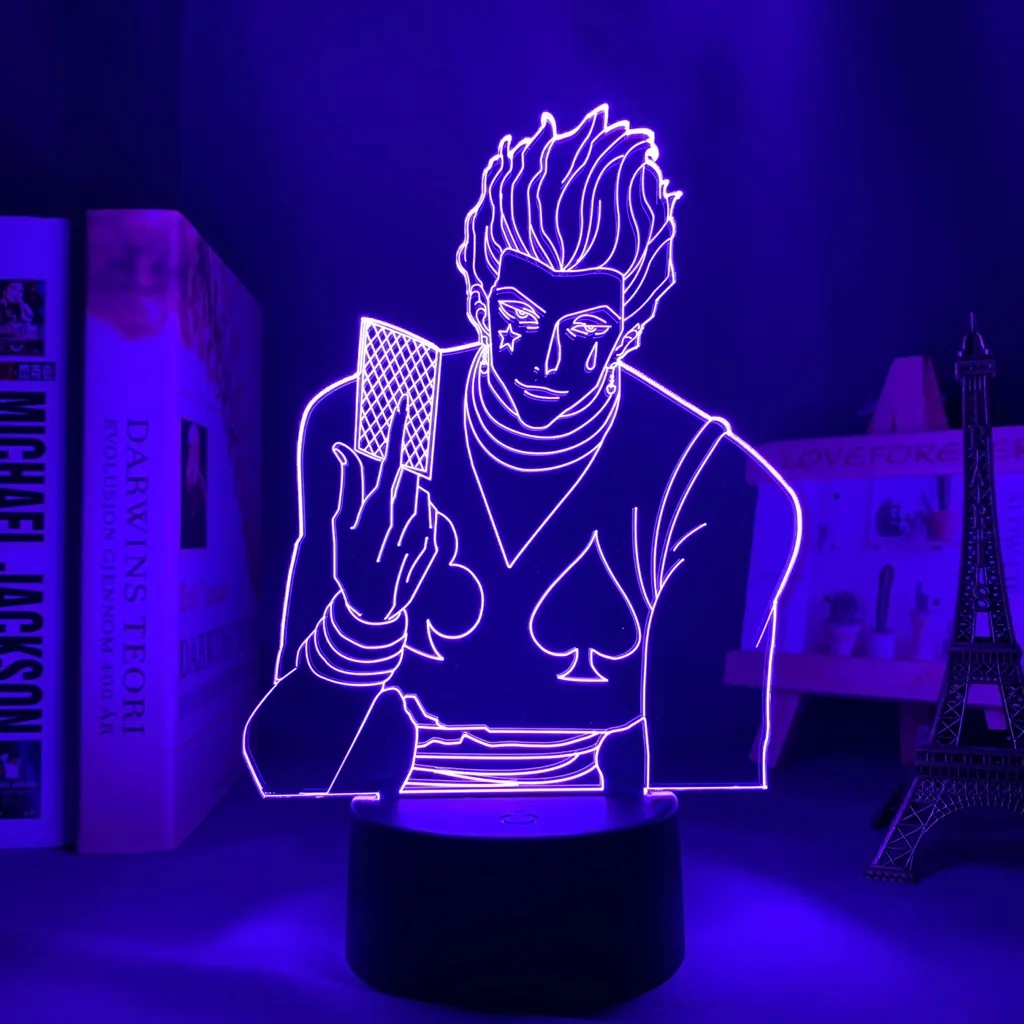 Candeeiro de Mesa Luz para Decoração do Quarto Anime Hunter Hisoka Led Nightlight Quarto Presente Aniversário Acrílico Night Lamp Hxh x 3d 2 luz para decoração do quarto nightlight quarto