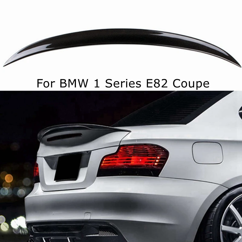 

FOR BMW 1 Series E82 E88 Coupe Sedan P Style Carbon fiber Rear Spoiler Trunk wing 2006-2012 FRP Glossy black Forged carbon