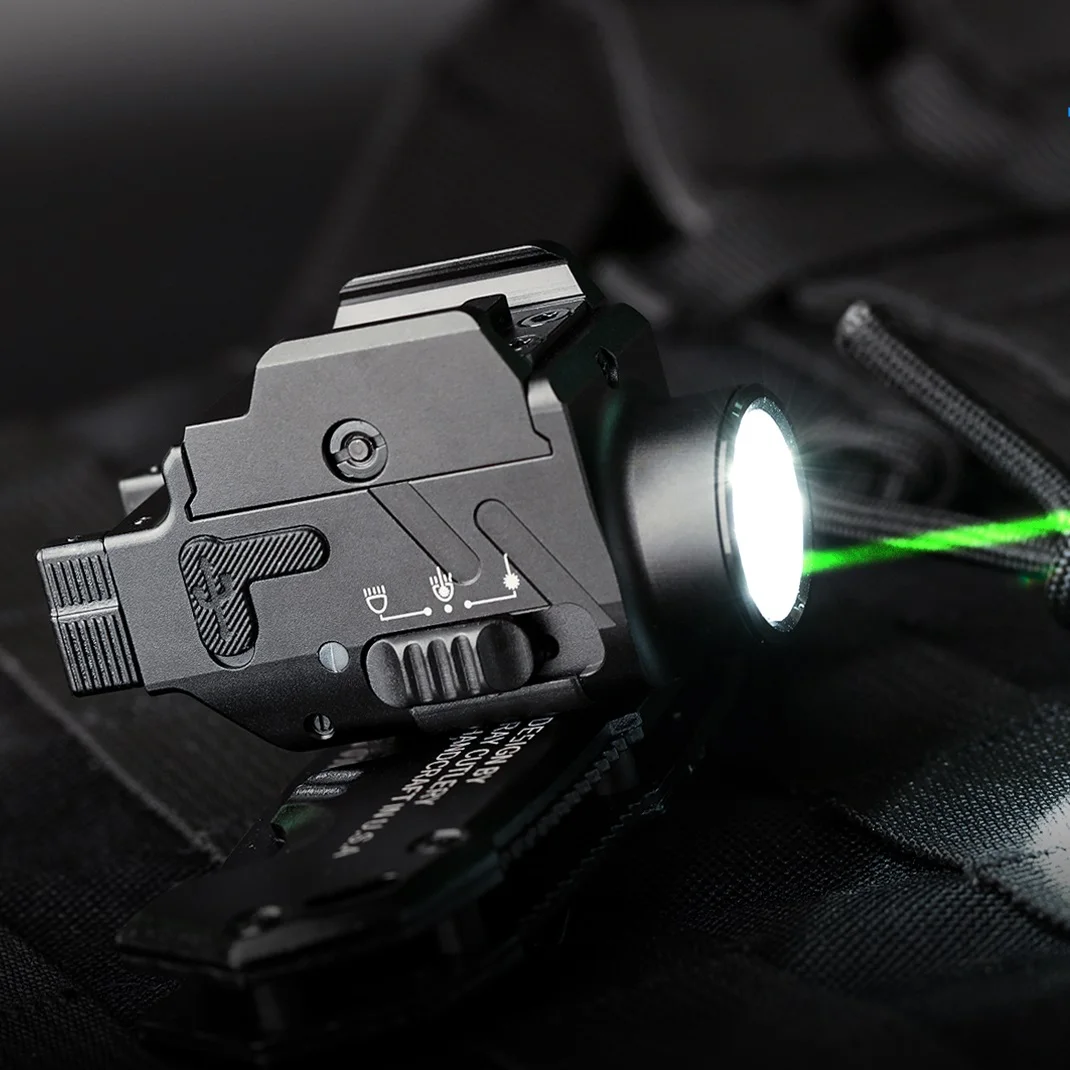 Trustfire GM23S Combo Pistol Tactical Flashlight & Laser Sight 800LM Quick Release Weaponlight GLOCK 20mm Picatinny Rail Mount