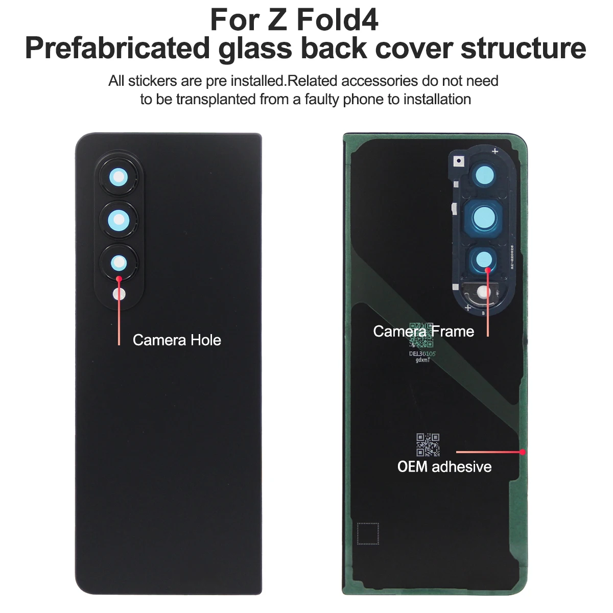 Z Fold2 Fold3 Fold4 5G 삼성용 유리 배터리 커버 후면 도어 하우징 패널 케이스 카메라 렌즈 부품 Z Fold 2 3 4 커버용