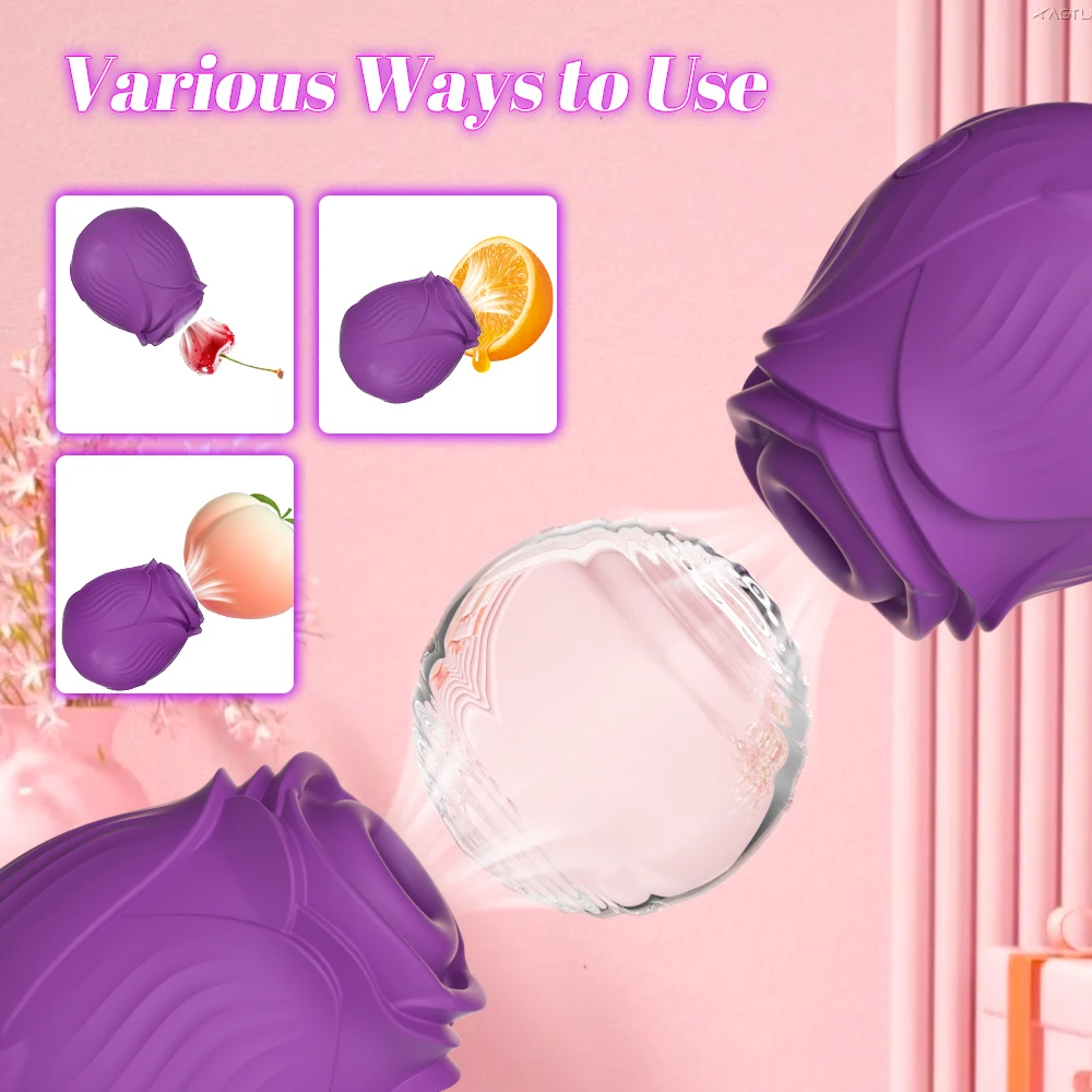 Female Masturbator Rose-Sucking Vibrator Women Nipple Massager Clitoral Vacuum Stimulator Vibrating Female Masturbator Sex Toys Adults