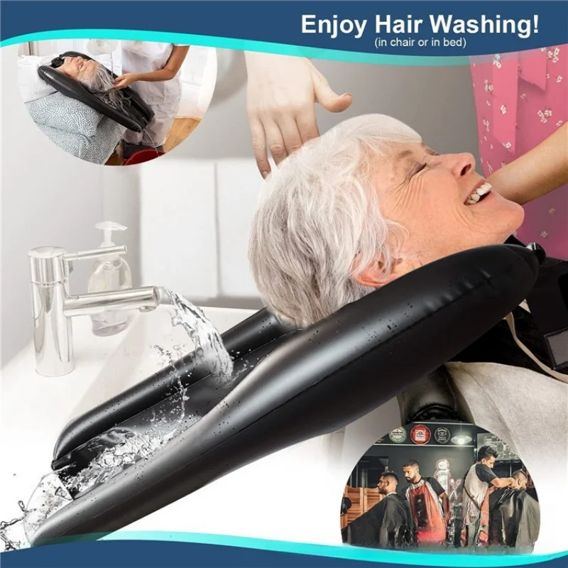 Portable Inflatable Shampoo Basin Head-mounted Shampoo Pillow Convenient for Elderly and Pregnant Women To Wash Hair