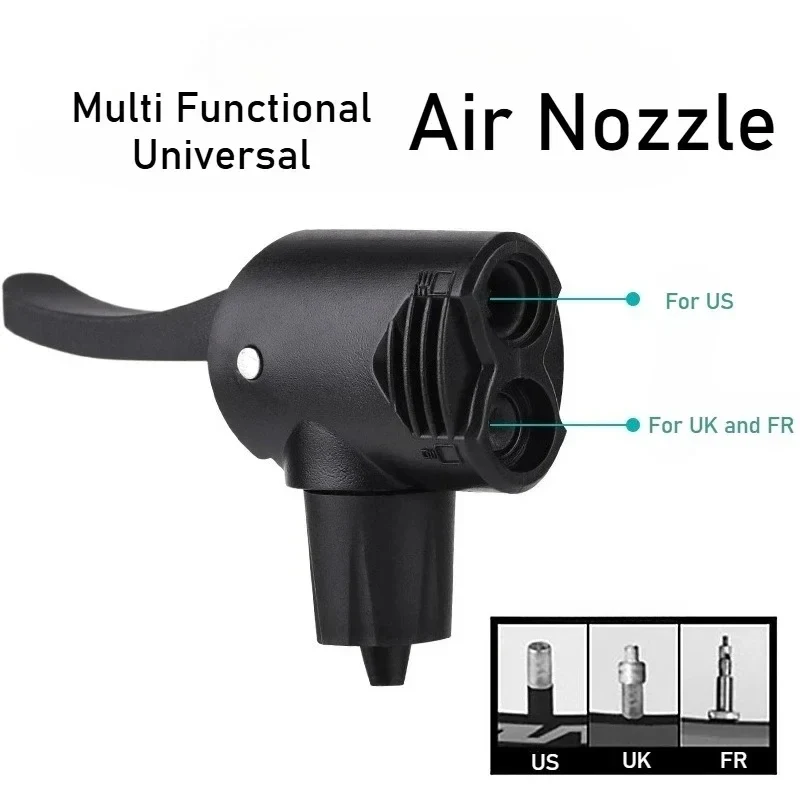 Bicycle Tire Valve Pump Nozzle 3 in 1 Schrader/Presta/Woods Valve Air Nozzle Adapter Conversion Head Clip Type for MTB