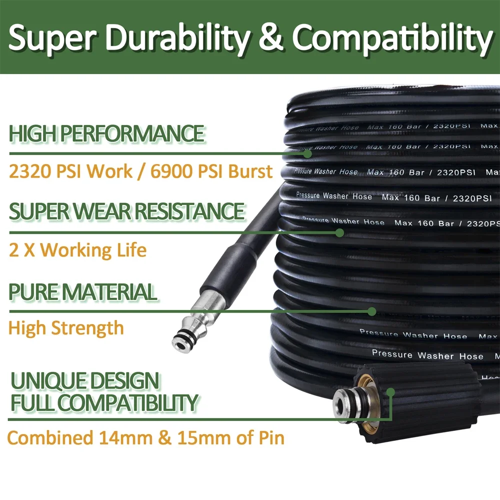 10m High Pressure Water Cleaning Hose for Parkside High Pressure Car Washer Water Cleaning Hose Pipe Cord Washer