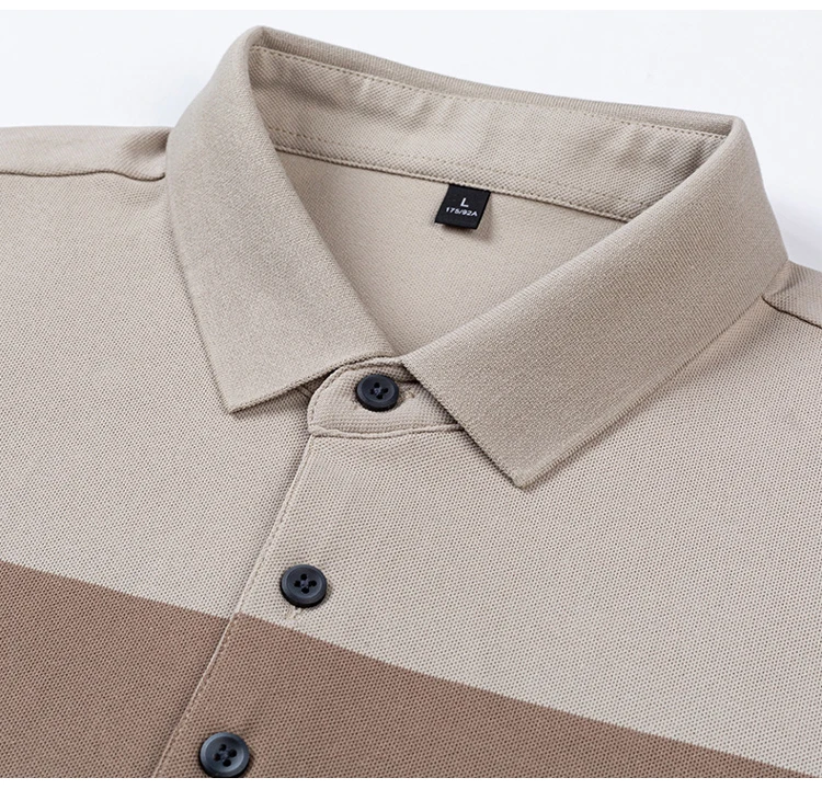 Men's Summer Casual Embroidery Polo Shirt, Breathable Short Sleeve Top with Ribbed Cuffs, 3-Button Placket & Color-Block Stripes 15 S7eecda2194c84ad385d869cd712a10ceP