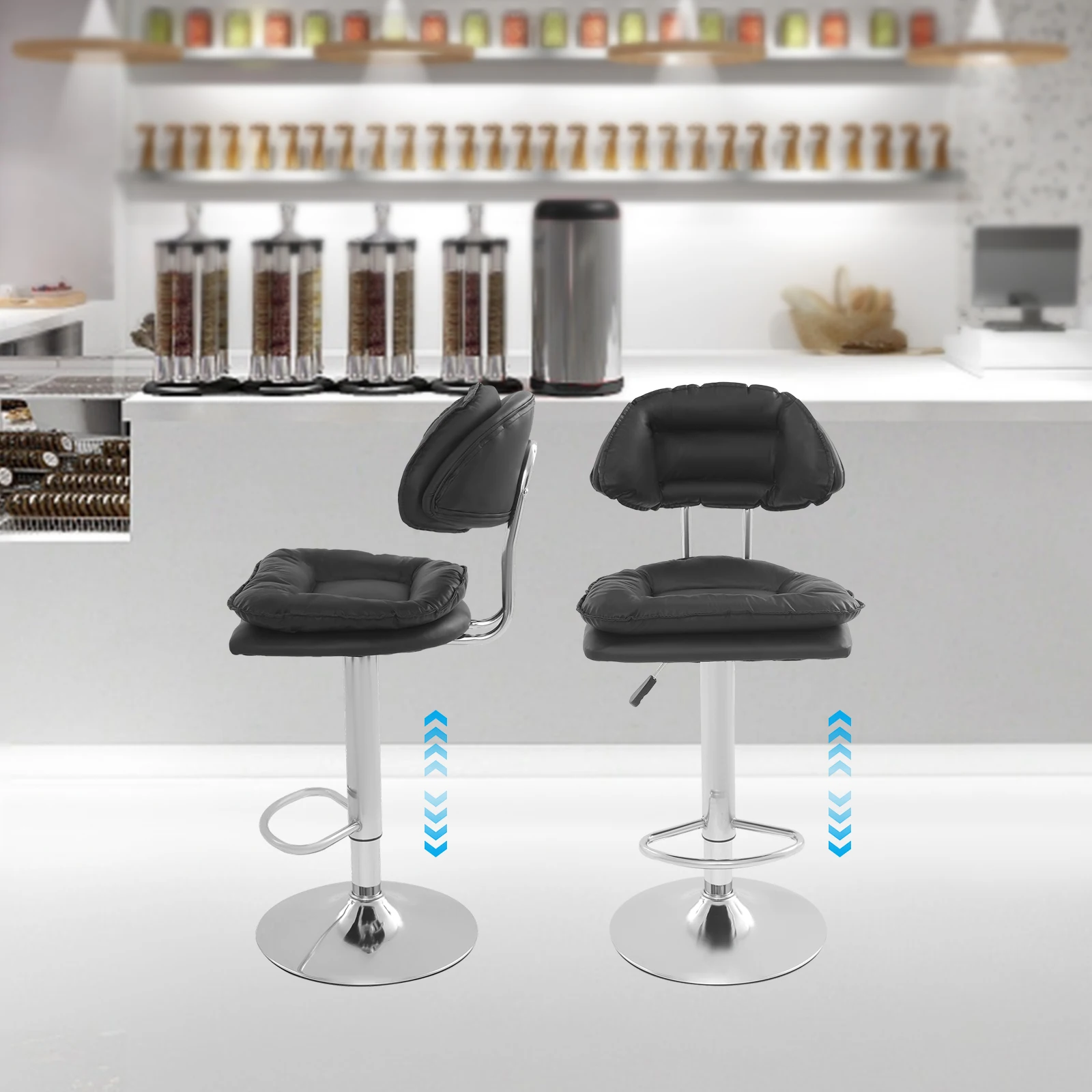 2 Stück freistehende Barhocker, höhenverstellbarer Barhocker 360 ° Drehbarer Stuhl für das Esszimmer – Detail 16