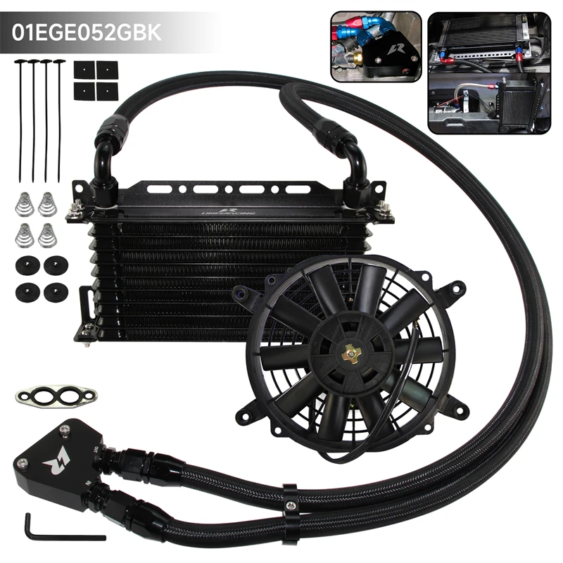 

10/13/15/19 Row Oil Cooler w/ Bracket 7" Electric Fan Kit For Chevrolet Camaro GM LS1 LS2 LS3 LS6 LS7 LS9 1999-2007 Black