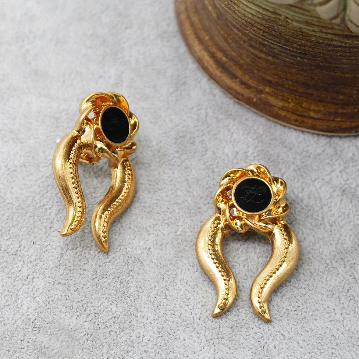 Vintage Metal Octopus Foot Dangle Earrings