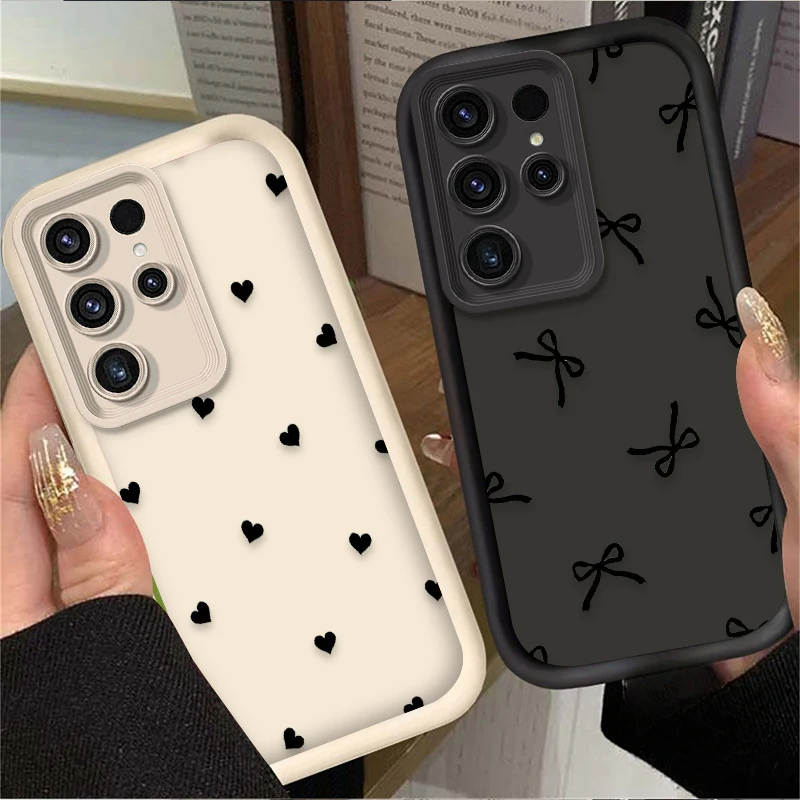 Chic Black Love Heart Bowknot Phone Case
