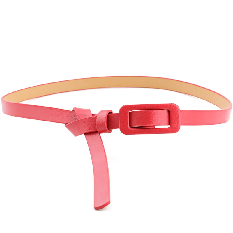 New Solid Ladies Belt Fashion Square Buckle Belts for Women Jean Dress Needleless Punch Decorative Thin Belt Ceinture Femme Riem