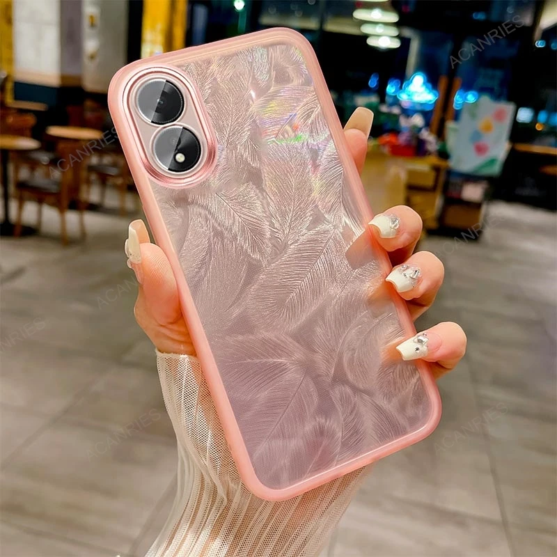 Glitter Feather Pattern Soft Case Cover