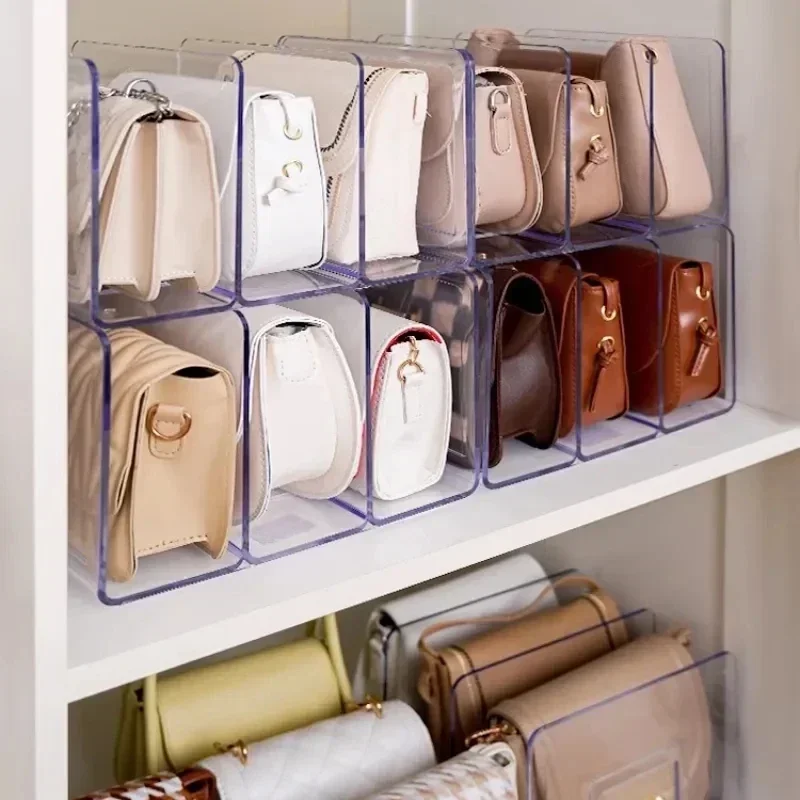 Acrylic handbag storage rack handbag divider organizer luxury bags storage rack for women transparent partition display cabinet 4