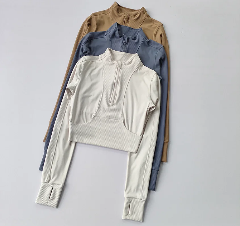 

Temperament Half Zip Yoga Suit Long Sleeve Shirt Tops Women Slim Running Sports Fitness Top Fast Drying Training Slim Pullover