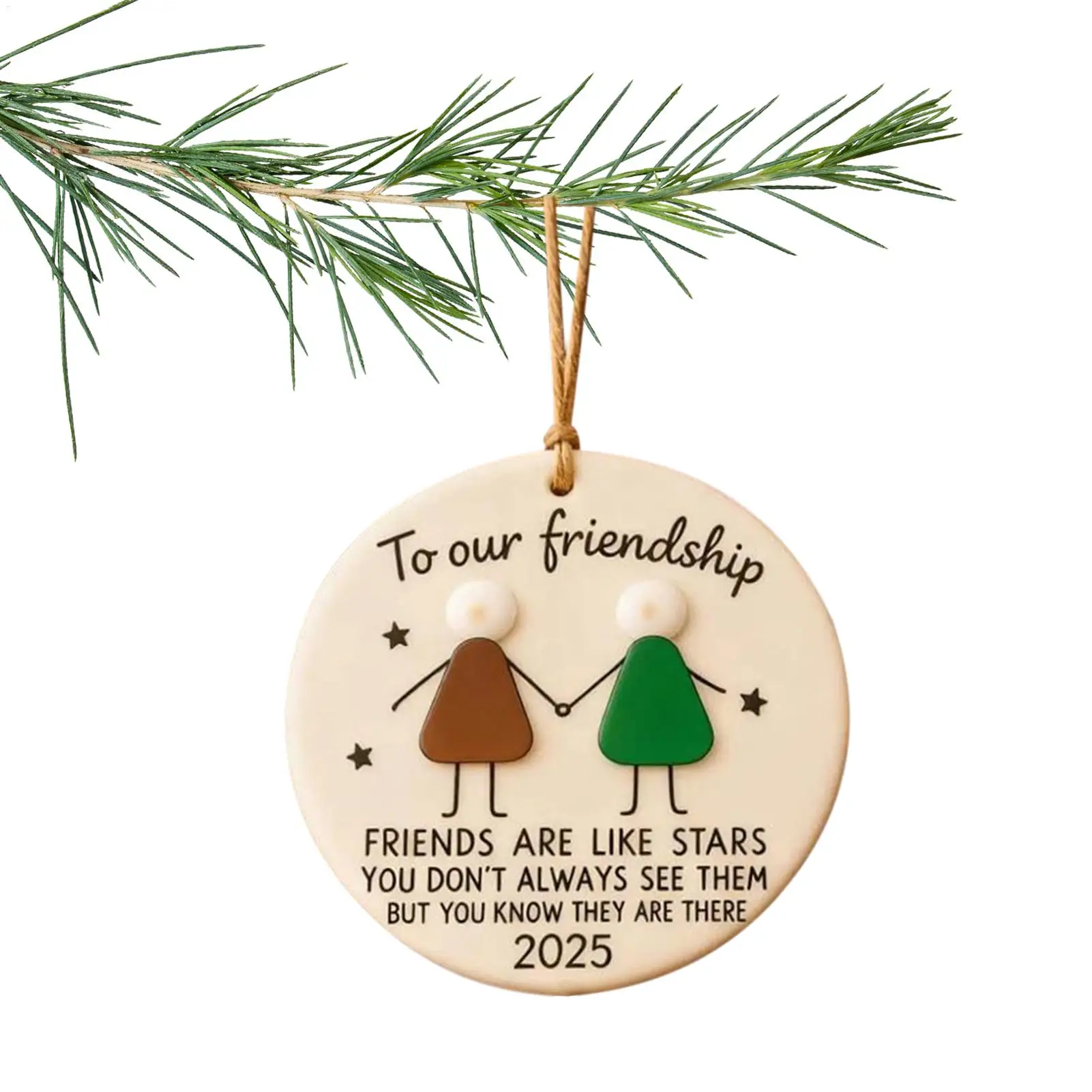 Friendship Christmas Ornaments 2D Acrylic Holiday Decor Hangable Christmas Tree Decoration for Home Decor Kids Gifts
